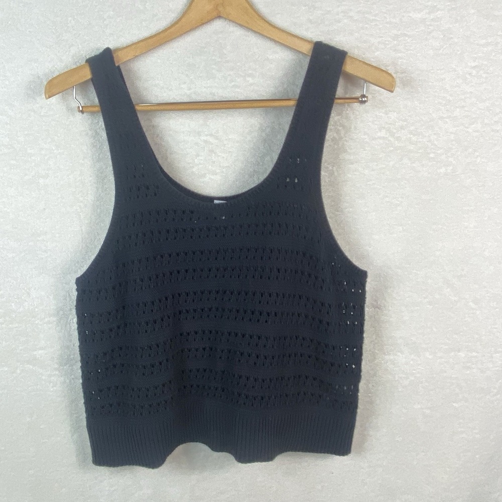 Old Navy Crop Tank Top Knit Sweater Women XXL Knit Granola Boho Black Goth